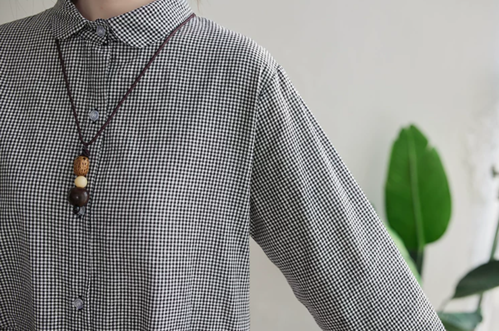 「秋季新品 」「兩色」M-2XL 寬鬆A字擺立體剪裁襯衫洋裝