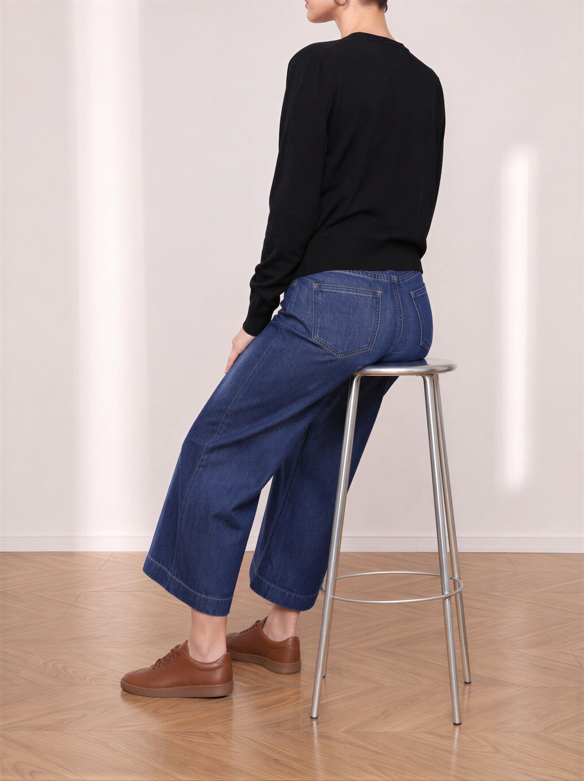 「秋季新品 」「2色」S-XL 高腰中線寬褲牛仔褲