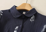 「兩色」M-3XL 小圓領 | 印花寬鬆短袖襯衫