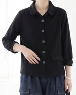 「兩色」「秋季新品 」M-2XL 翻領單排扣寬鬆外套