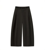 「兩色」「秋季新品 」 M-2XL 高腰修飾胯寬雙扣寬褲
