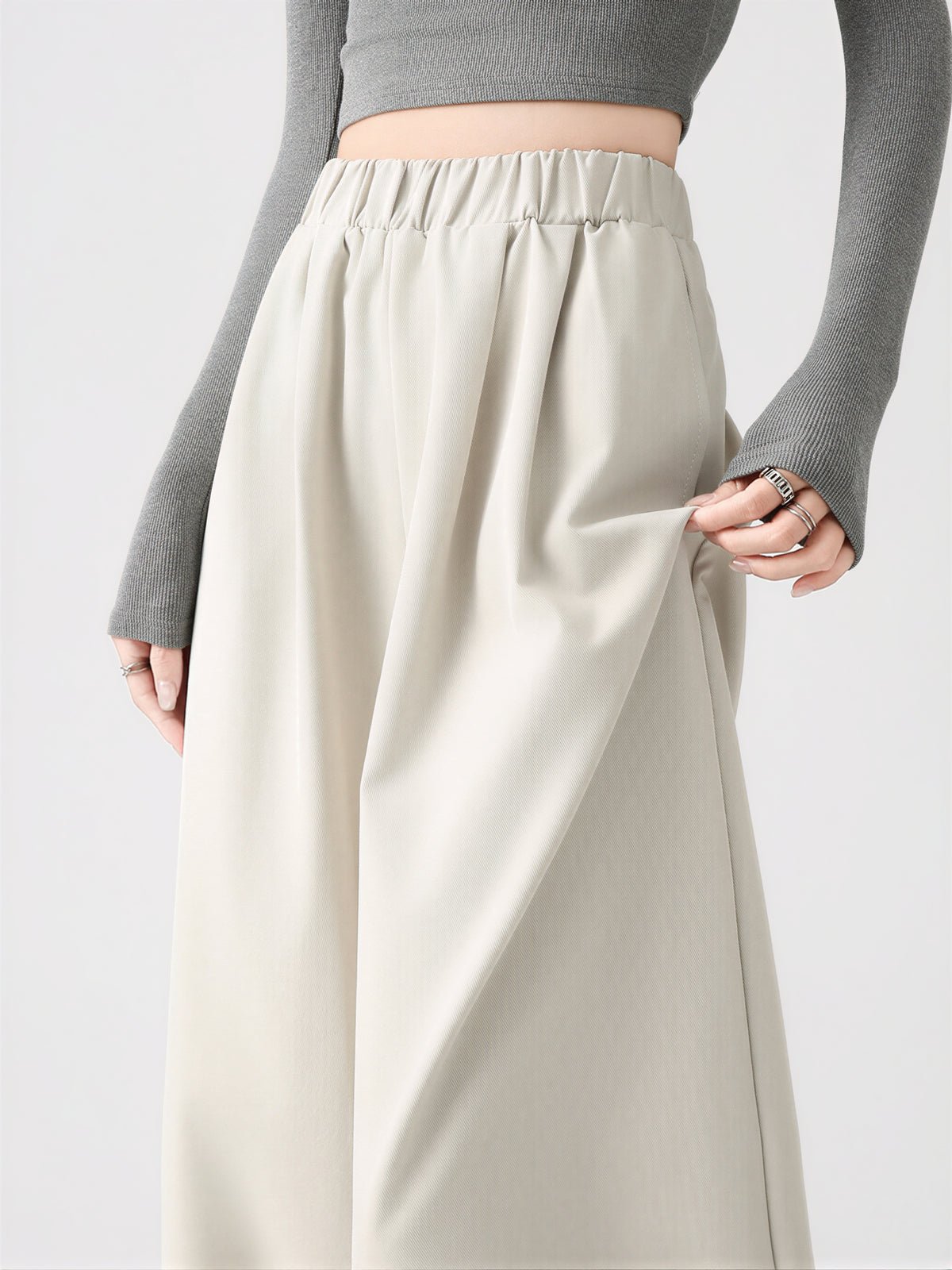 「3色」S-XL 鬆緊腰束口寬褲
