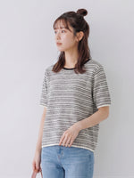 S~XL 柔軟不紮身黑白紋理 | 圓領短袖針織衫