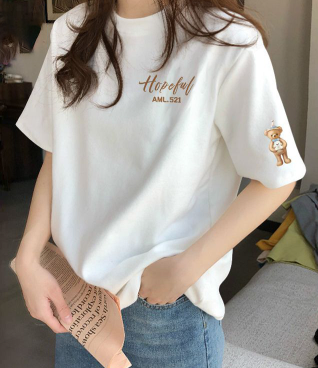 寬鬆圓領印花T恤