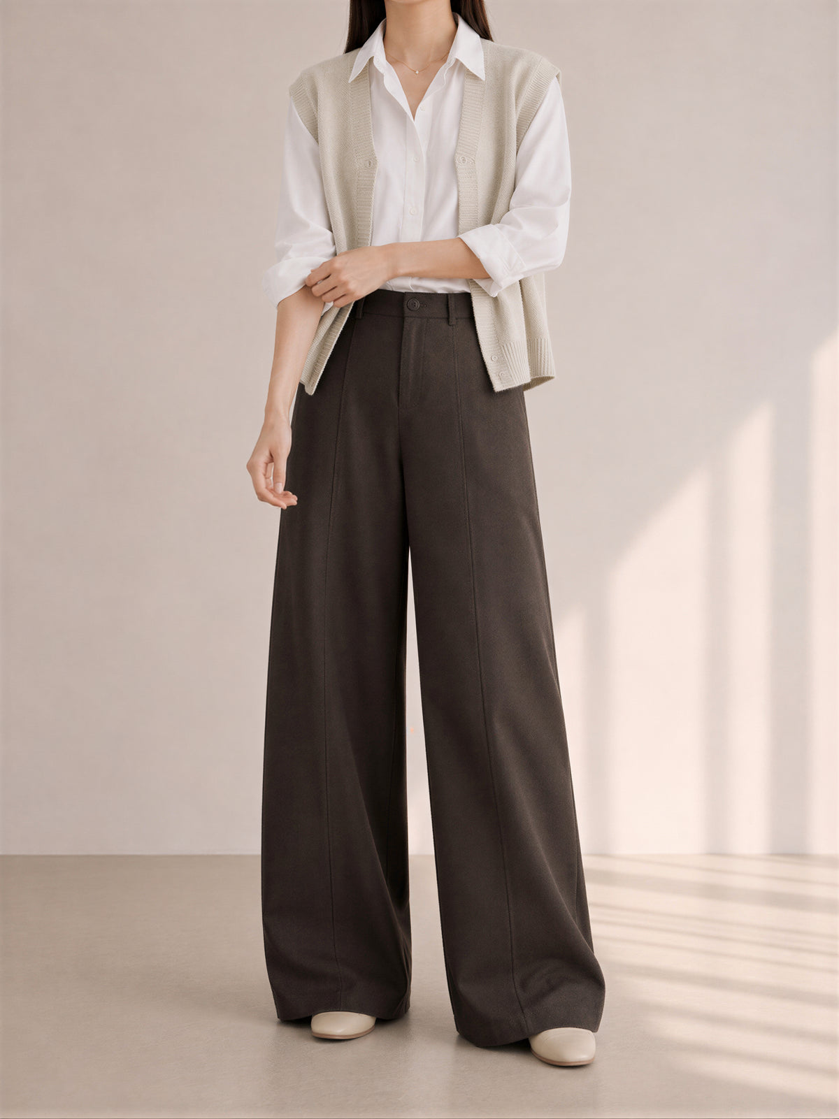 「秋季新品 」「4色」S-XL 高腰垂墜拖地寬褲