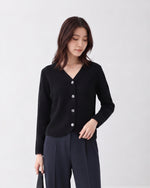 「兩色」S-2XL V領圓弧下襬 | 寬鬆針織開襟衫