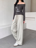 「秋季新品 」「4色」M-XL 高腰抽繩拖地寬褲