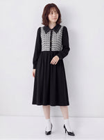 「秋季新品 」S-XL 拼接翻領收腰襯衫長袖洋裝