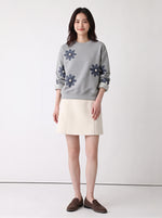 「秋季新品 」S-3XL 立體花朵寬鬆灰色衛衣