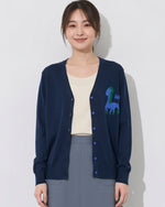 「秋季新品 」S-XL V領撞色圖案針織開襟衫