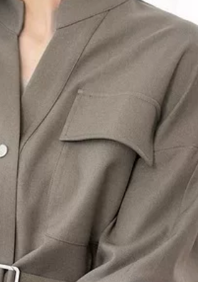 「秋季新品 」S-XL 收腰繫帶立領襯衫洋裝