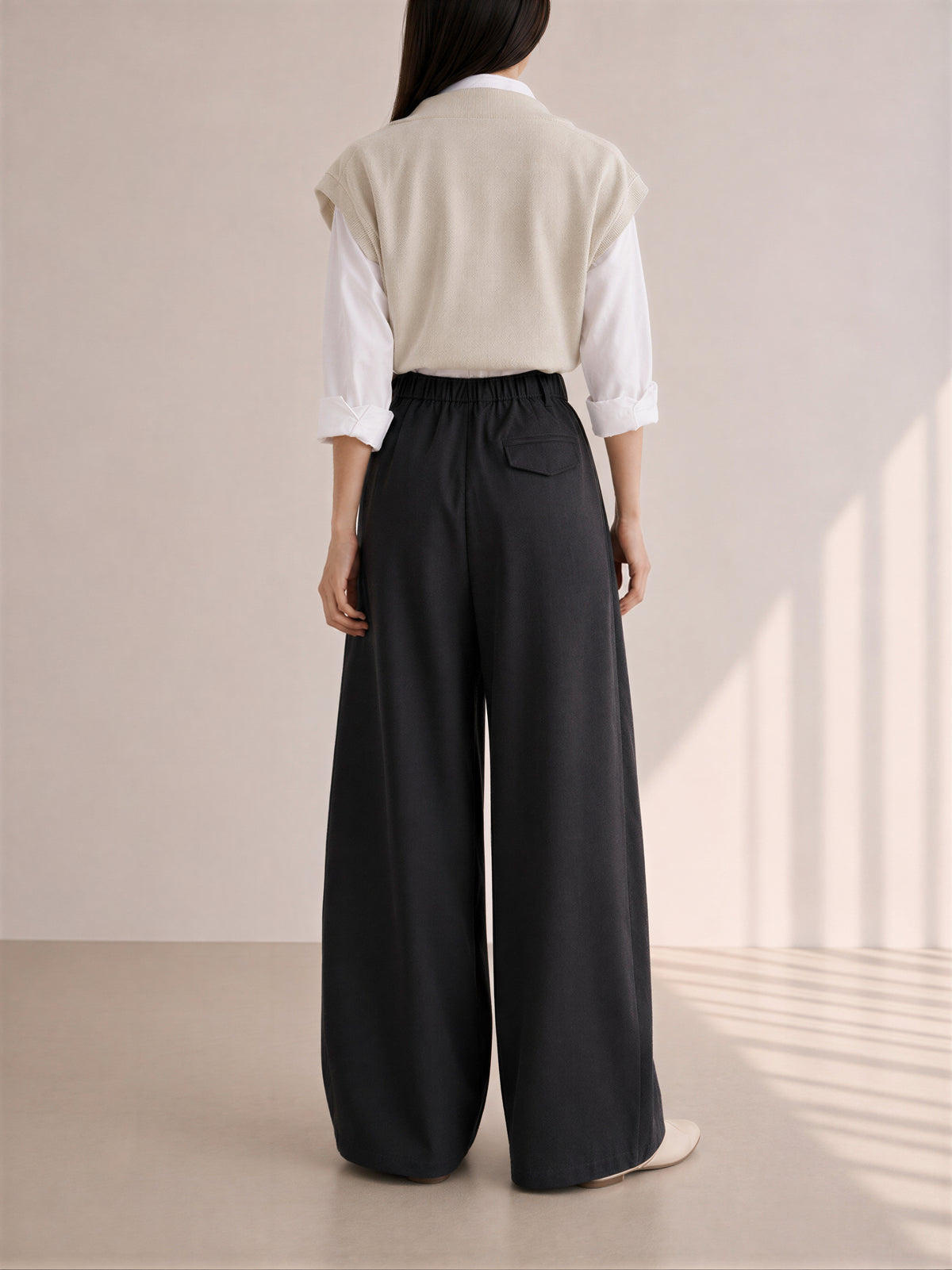 「秋季新品 」「4色」S-XL 高腰垂墜拖地寬褲