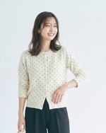 「秋季新品 」波點提花 | 短版修身針織開襟衫