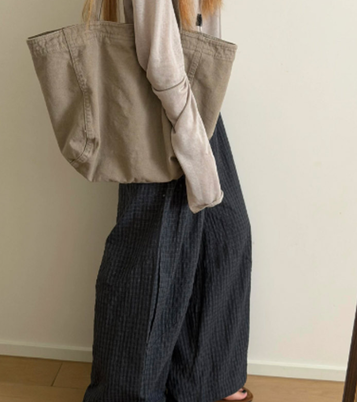 「秋季新品 」「4色」S-XL 寬鬆闊腿格紋運動褲