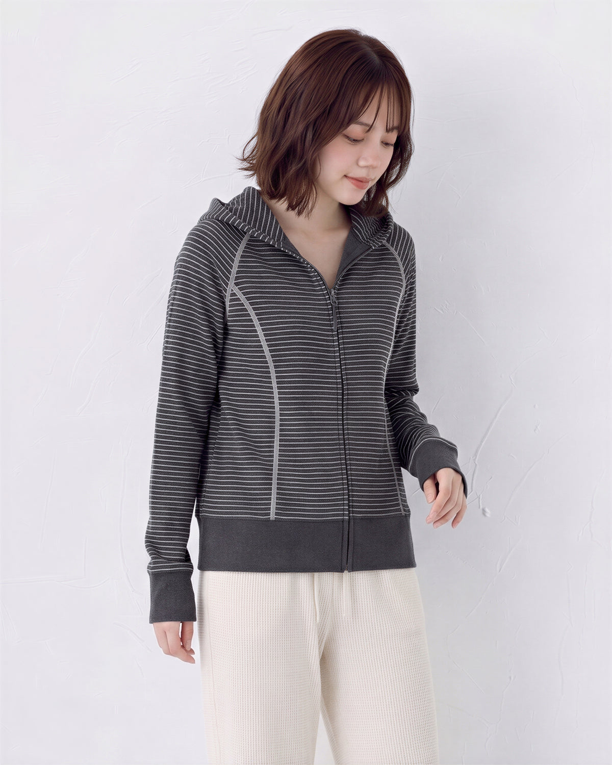 「秋季新品 」S-XL 條紋連帽拼線衛衣