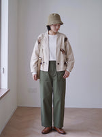「兩色」「秋季新品 」M-3XL 寬鬆落肩印花短外套