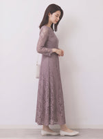 「秋季新品 」「兩色」S-2XL 品質圓領長袖A字蕾絲洋裝