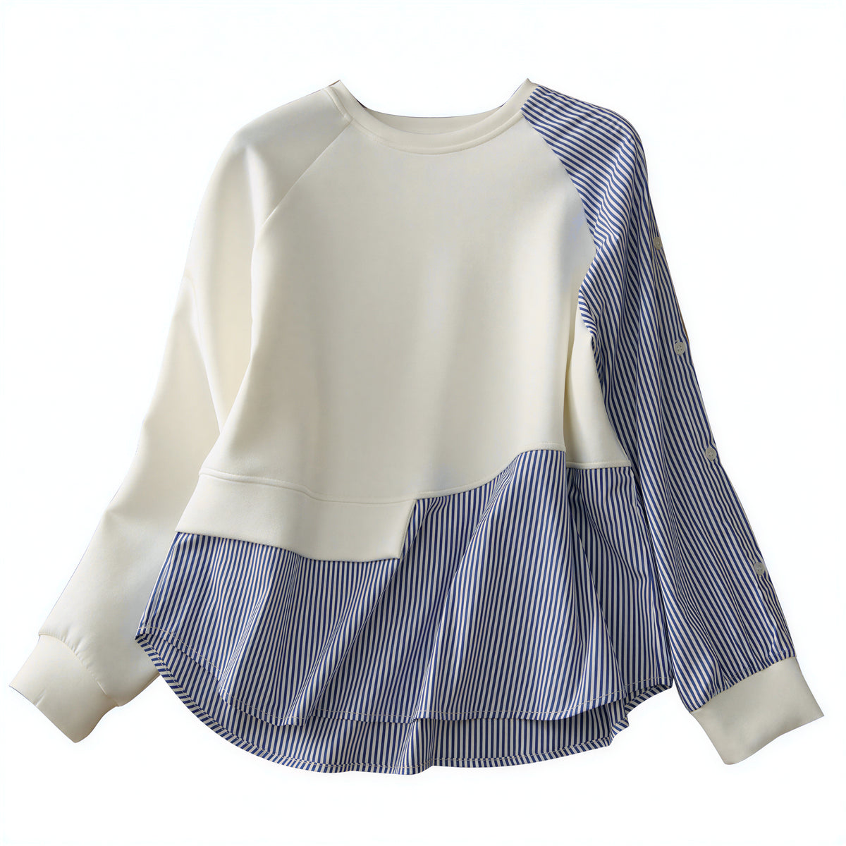 「兩色」「秋季新品 」 S-2XL 拼接條紋寬鬆衛衣
