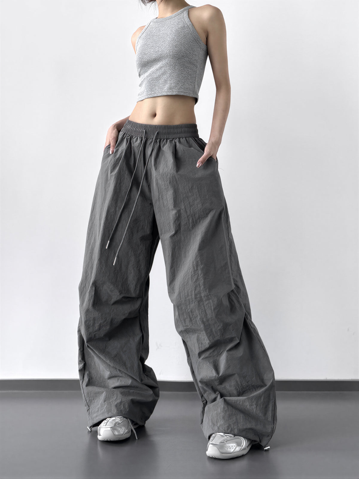 S-XL 「7色」抽繩鬆緊腰 | 立體廓形寬褲工裝褲