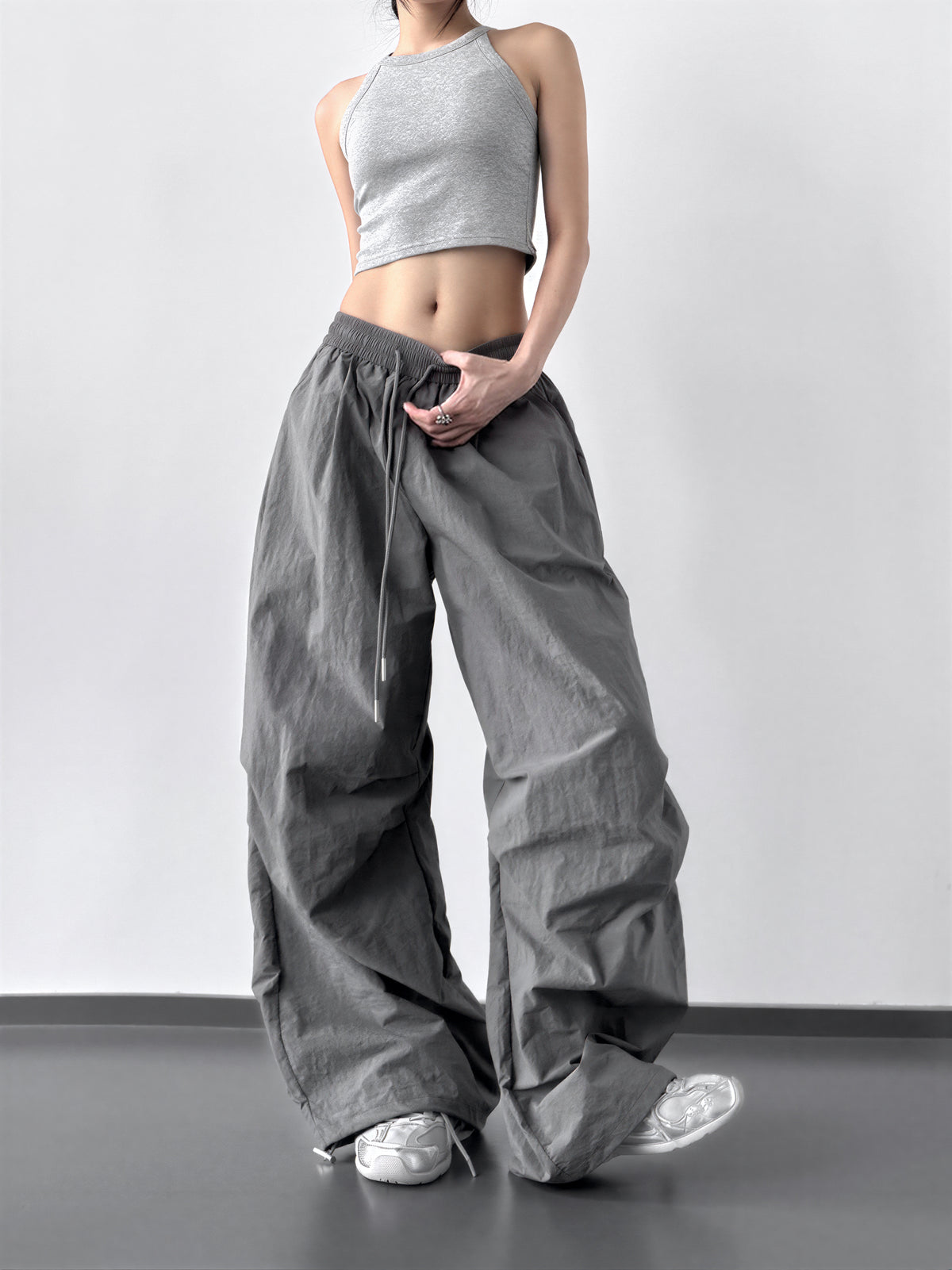 S-XL 「7色」抽繩鬆緊腰 | 立體廓形寬褲工裝褲