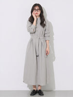 「秋季新品 」M-L 立領綁帶寬鬆襯衫洋裝