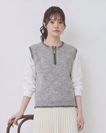 「秋季新品 」S-L 灰色撞色滾邊拉鍊針織拼接襯衫