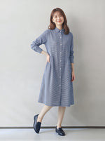 「秋季新品 」「兩色」M-2XL 寬鬆A字擺立體剪裁襯衫洋裝