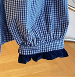 「秋季新品 」S-2XL 木耳邊綁帶格紋襯衫