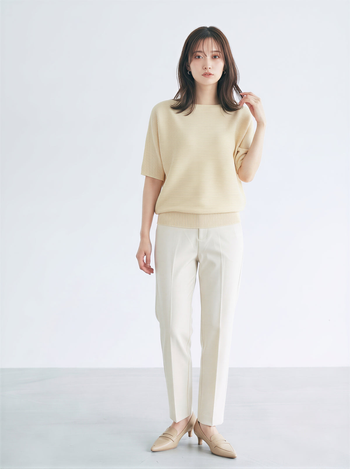 「3色」S-XL 寬鬆落肩羅紋針織衫