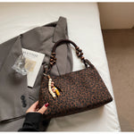 木珠手提 豹紋單肩腋下包