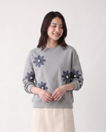 「秋季新品 」S-3XL 立體花朵寬鬆灰色衛衣