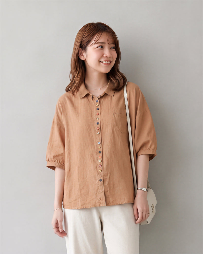 M-2XL 寬鬆鈕扣襯衫