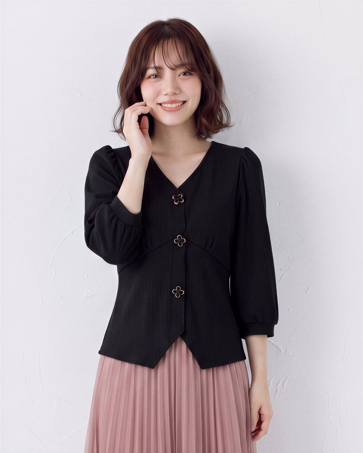 「秋季新品 」 S-XL V領收腰不規則下襬襯衫