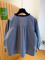 「秋季新品 」S-2XL 木耳邊綁帶格紋襯衫