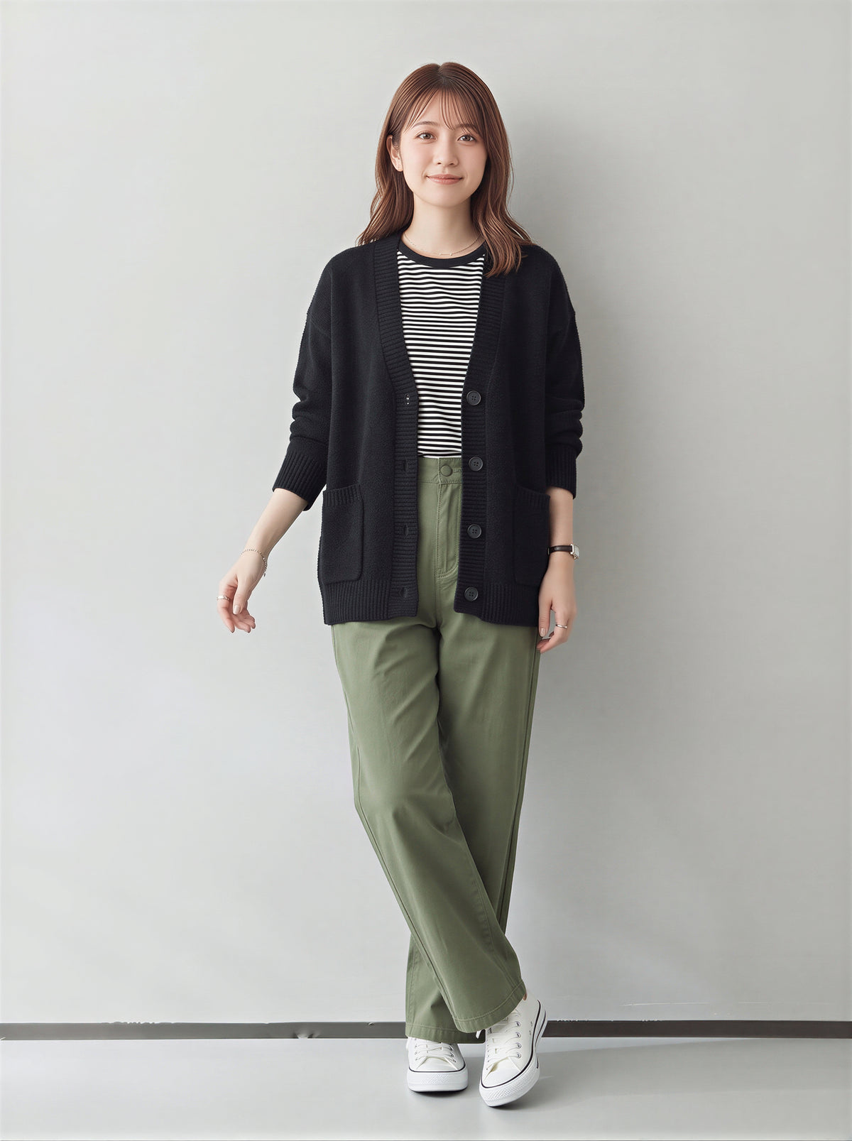 「秋季新品 」「3色」寬鬆落肩大口袋針織開襟衫