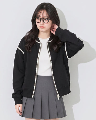 「秋季新品 」 M-XL 撞色滾邊寬鬆棒球外套