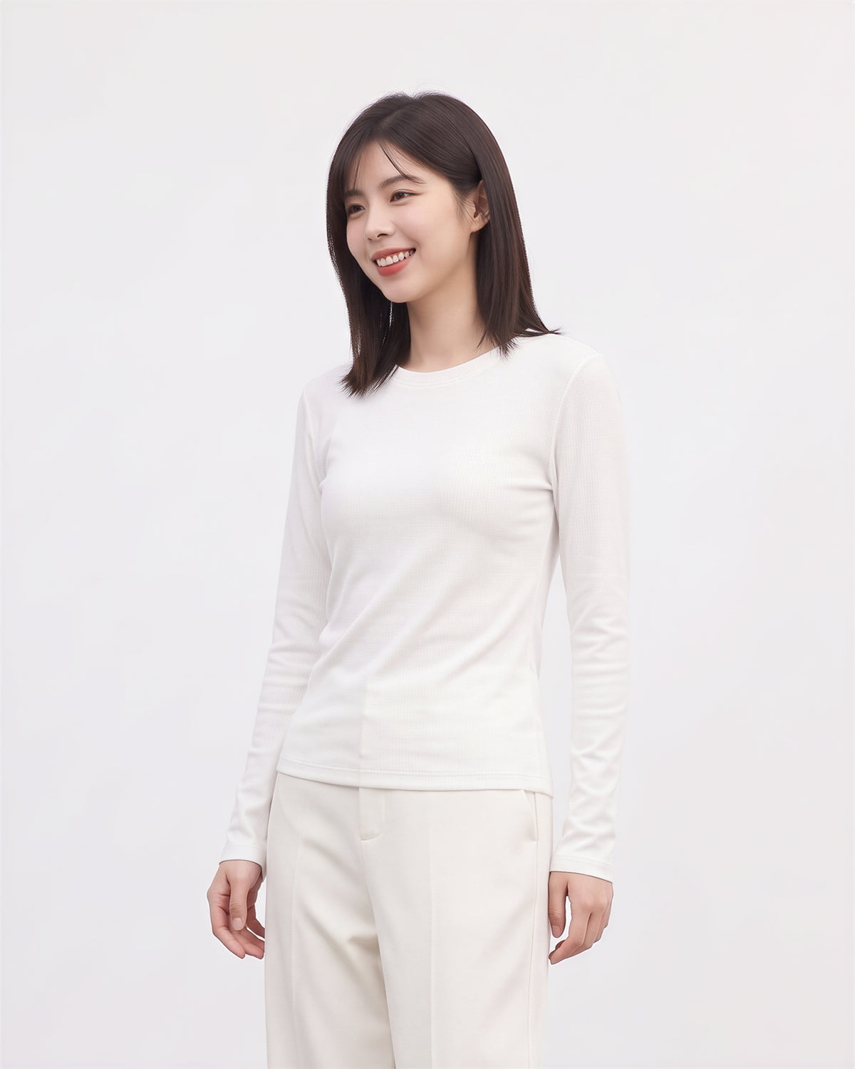 「多色」「秋季新品 」S-4XL 日系基本款休閒正肩 純色圓領收腰顯瘦長袖T