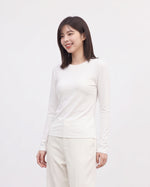 「多色」「秋季新品 」S-4XL 日系基本款休閒正肩 純色圓領收腰顯瘦長袖T