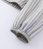 「秋季新品 」 M-XL 純棉甄選 | 條紋拼接燈籠袖襯衫