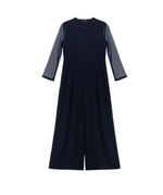 「秋季新品 」「兩色」S-2XL 品質兩件式 網紗拼袖上衣 + 寬褲連身褲 套裝