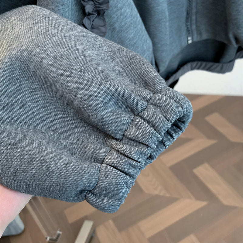 「兩色」「秋季新品 」 M-2XL 荷葉邊寬鬆短版夾克