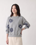 「秋季新品 」S-3XL 立體花朵寬鬆灰色衛衣