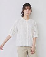 立體壓褶刺繡襯衫-白色-2XL