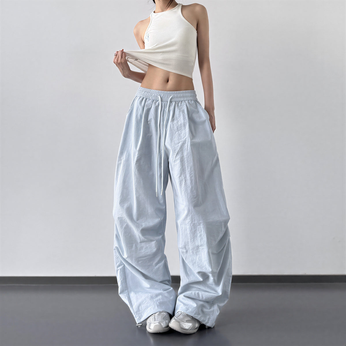 S-XL 「7色」抽繩鬆緊腰 | 立體廓形寬褲工裝褲