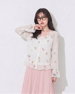 「秋季新品 」S-XL V領壓褶碎花襯衫