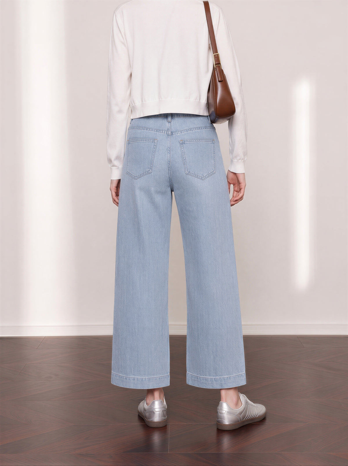 「秋季新品 」「2色」S-XL 高腰中線寬褲牛仔褲