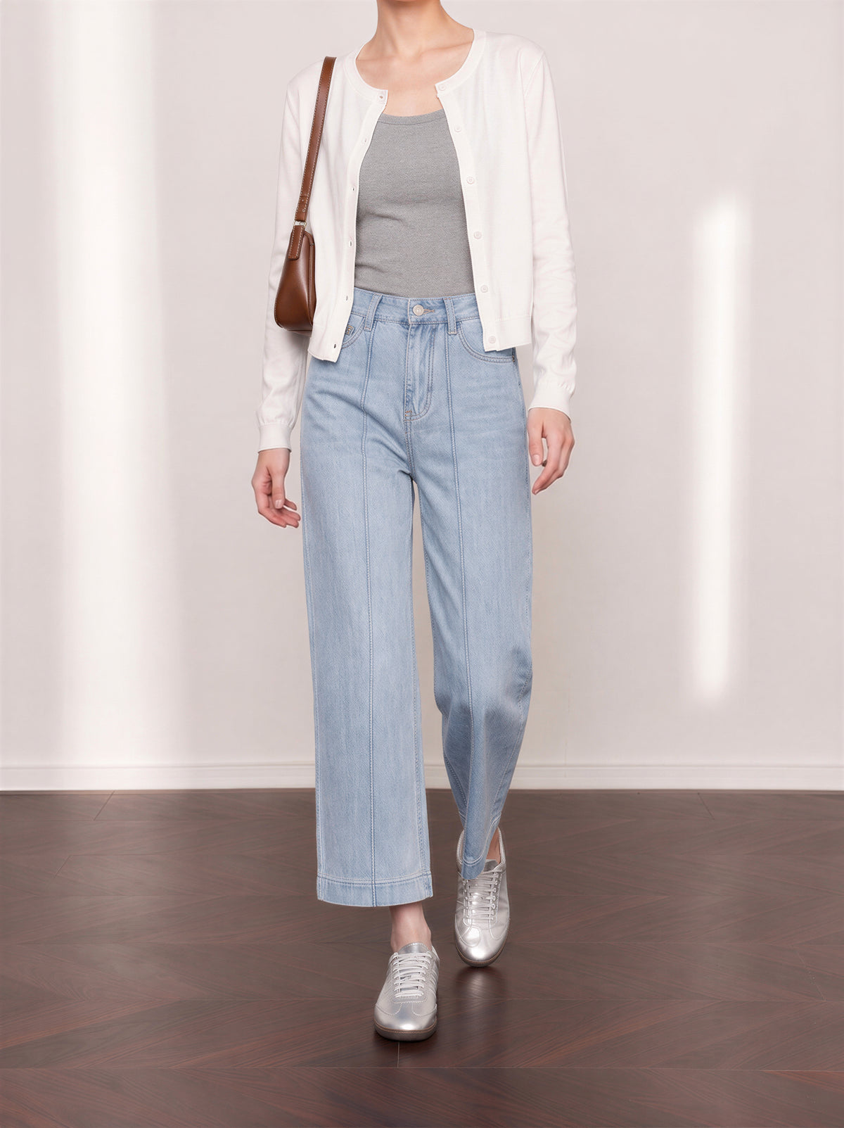 「秋季新品 」「2色」S-XL 高腰中線寬褲牛仔褲