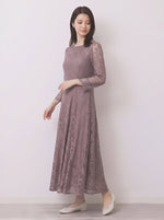 「秋季新品 」「兩色」S-2XL 品質圓領長袖A字蕾絲洋裝