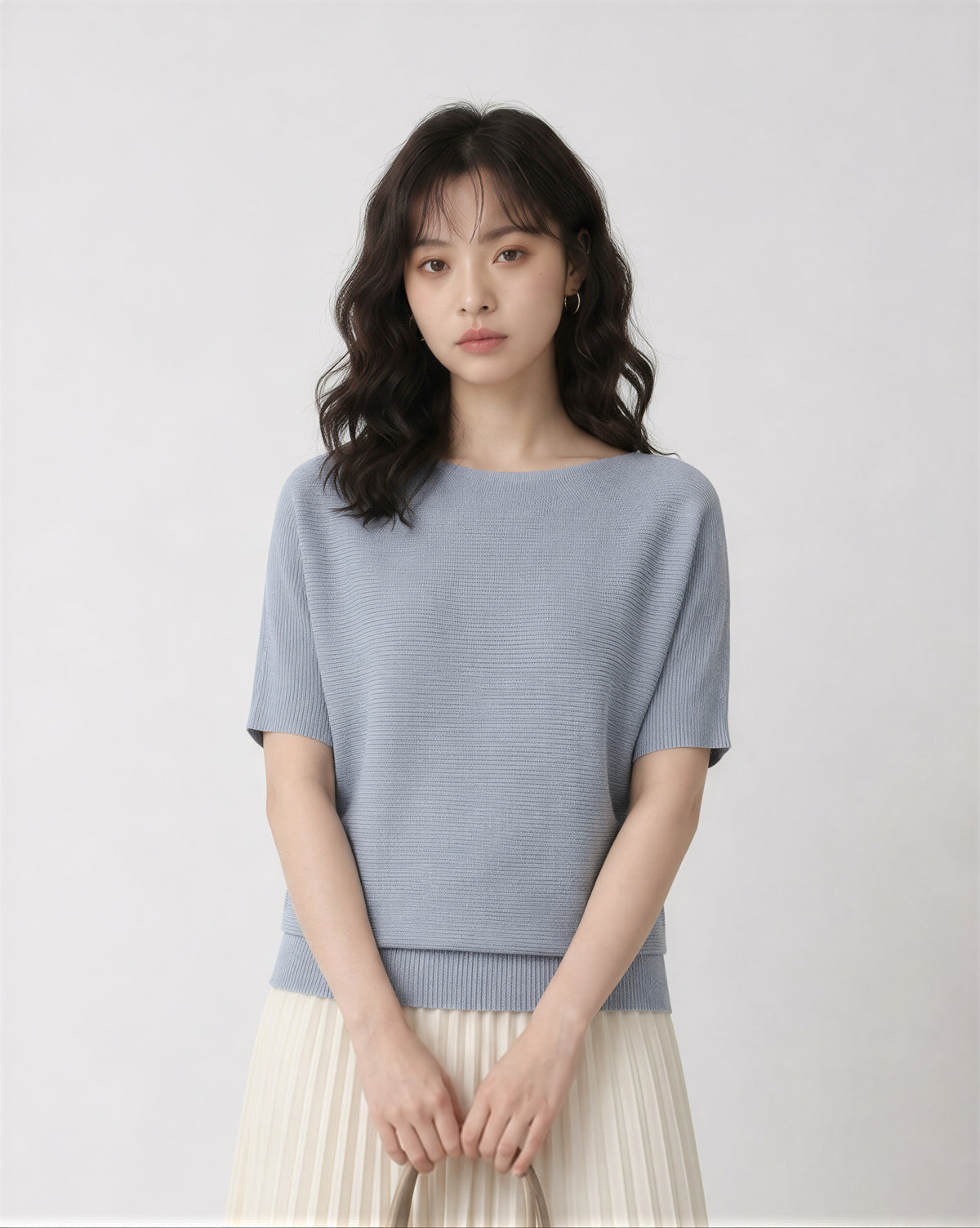 「3色」S-XL 寬鬆落肩羅紋針織衫