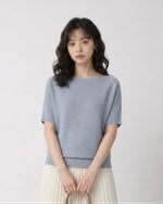 「3色」S-XL 寬鬆落肩羅紋針織衫